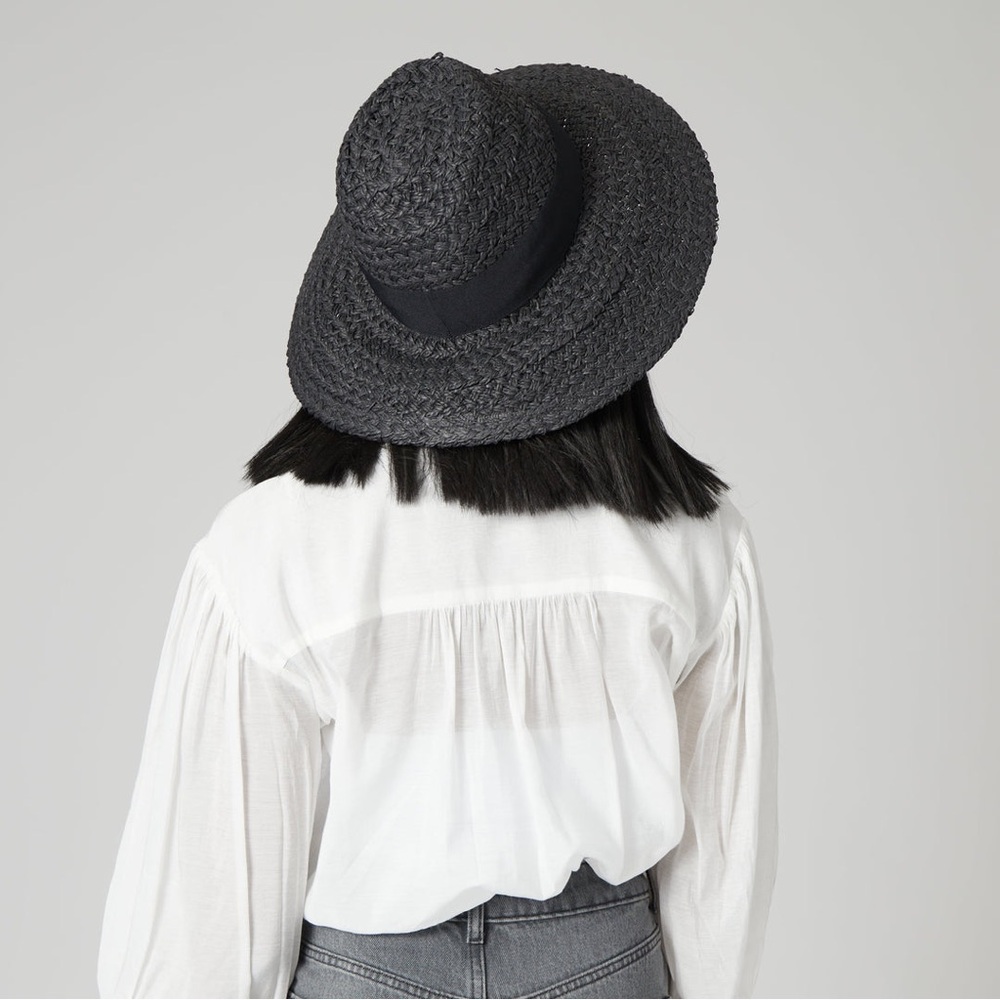 Woven Paper Straw Wide Brim Hat Women’s O/S San Diego Hat Company Brown Black - Picture 12 of 12